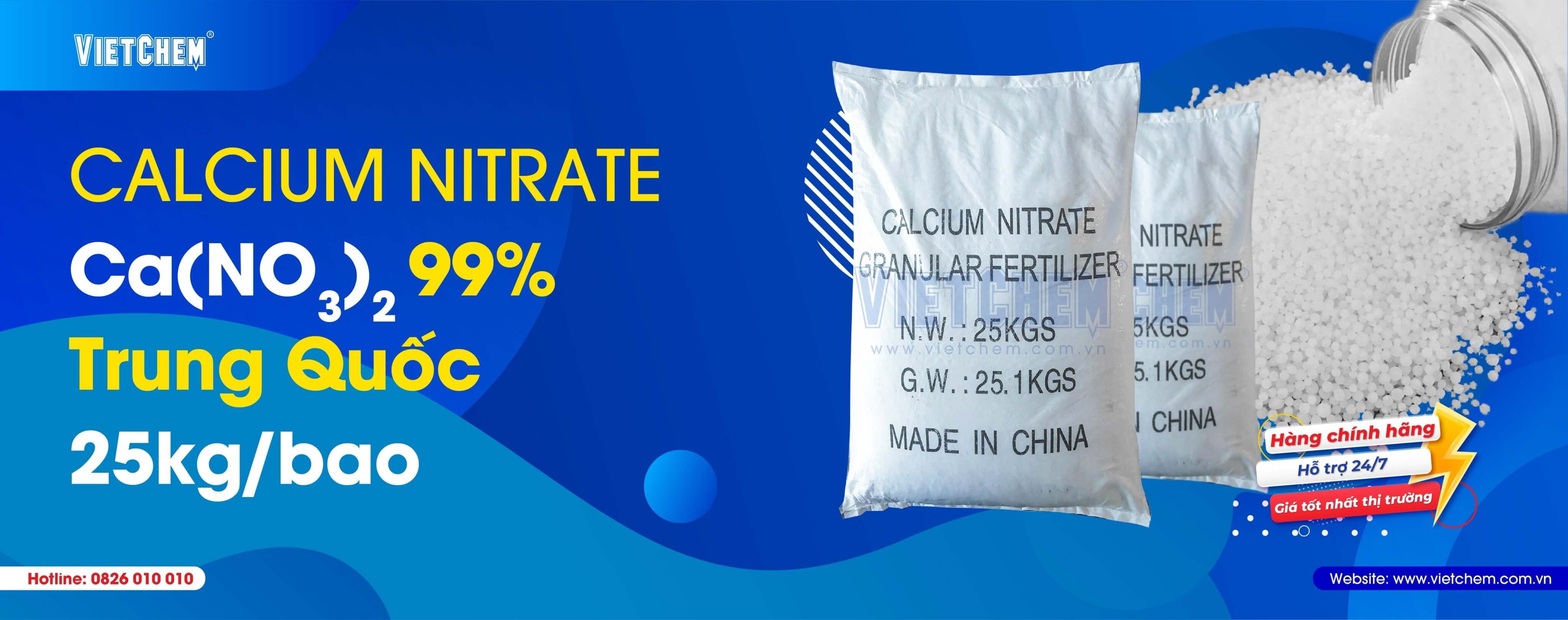 Calcium nitrate Ca(NO3)2 99%, Trung Quốc, 25kg/bao