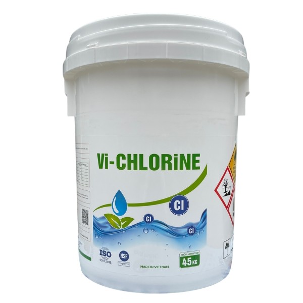 VI-CHLORiNE Ca(OCl)2, xuất xứ Việt Nam, 45kg/thùng