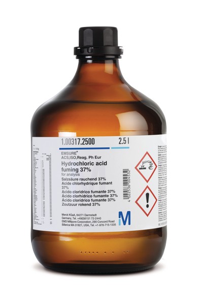 Hydrochloric acid fuming 37% for analysis EMSURE® ACS,ISO,Reag. Ph Eur 1l