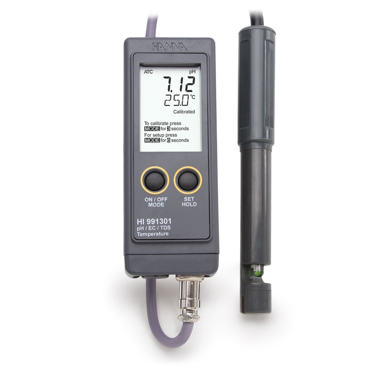 Máy đo pH/EC/TDS/Nhiệt độ chống thấm nước (Thang cao) HI991301 Hanna