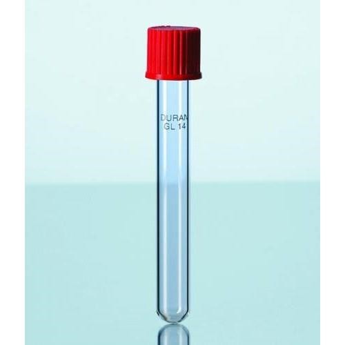 Ống nghiệm nắp vặn PBT, 20x150mm 40ml có thể sử dụng trong thực phẩm, nắp đỏ Duran.
