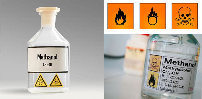 Kí hiệu rất độc và dễ cháy trên bao bì Methanol công nghiệp