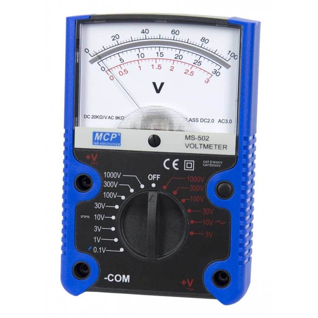 Vôn kế analog được dùng để đo điện áp từ một phần của Volt đến vài nghìn Volt
