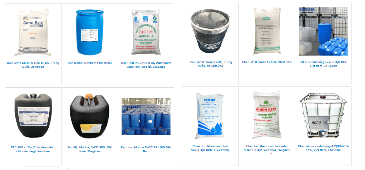 VietChem có đa dạng các loại hóa chất xử lý nước cho khách hàng lựa chọn