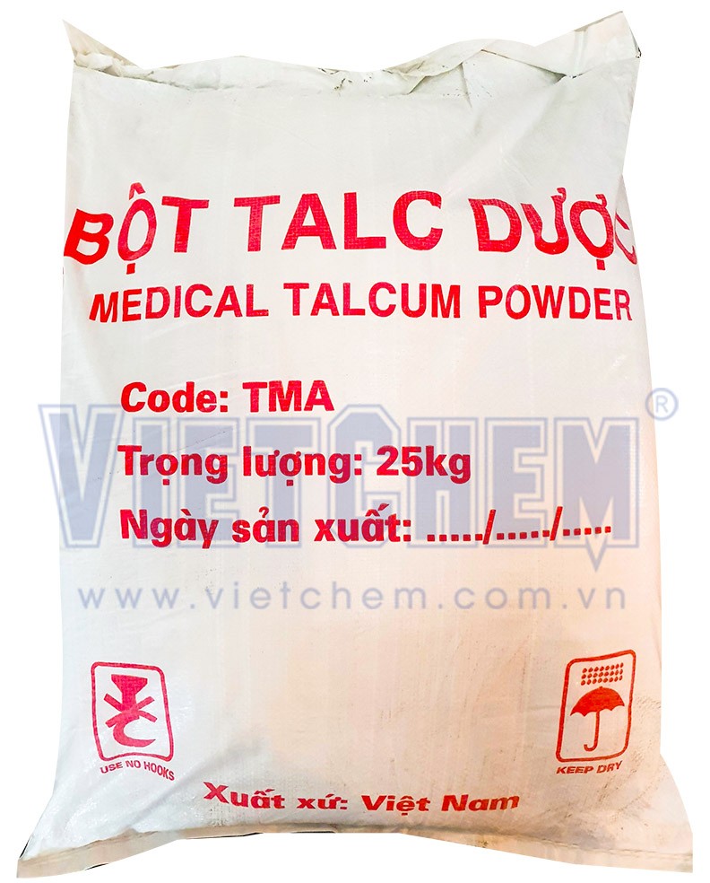 Bột Talc Mg3Si4O10(OH)2 90%, Việt Nam, 25kg/bao