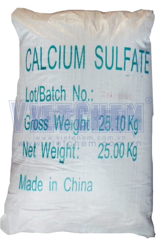 Calcium sulfate CaSO4 99%, Trung Quốc, 25kg/bao