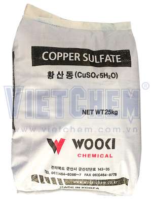 Copper sulfate 99% CuSO4.5H2O, Hàn Quốc, 25kg/bao