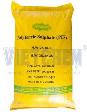 Polyme ferric sulphate (PFS), 25kg/bao, Trung Quốc