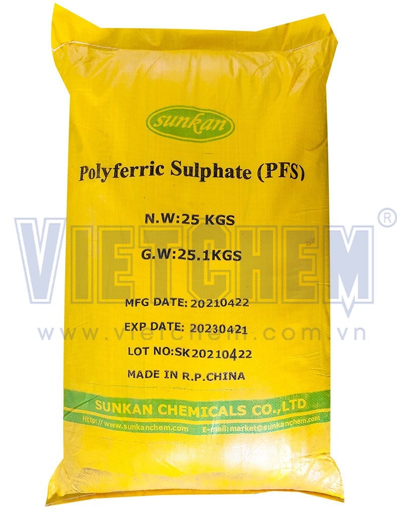 Polyme ferric sulphate (PFS), 25kg/bao, Trung Quốc