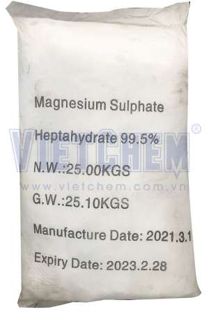 Magnesium sulfate heptahydrate, MgSO4.7H2O 99.5%, Trung Quốc, 25kg/bao