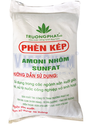 Phèn kép Amoni nhôm sunfat NH4Al(SO4)2, Việt Nam, 25kg/bao