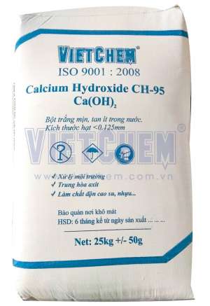 Calcium hydroxide Ca(OH)2 96%, Việt Nam, 25kg/bao