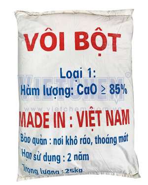 Calcium oxide CaO 85%, Việt Nam, 25kg/bao
