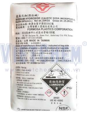Sodium hydroxide NaOH 99%, Đài Loan, 25kg/bao