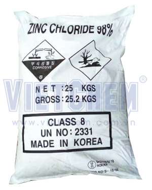 Zinc chloride ZnCl2 98%, Trung Quốc, 25kg/bao