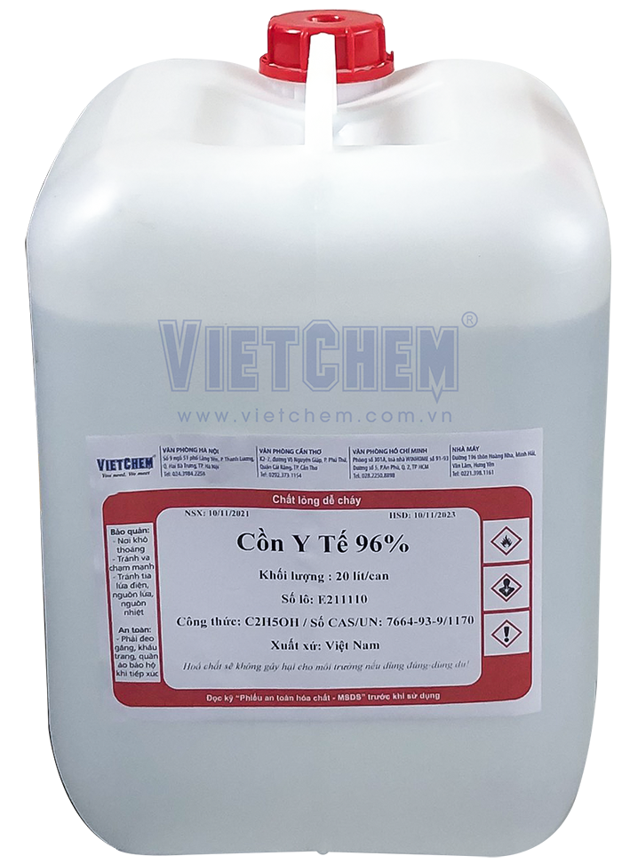 Cồn y tế C2H5OH 96%, Việt Nam, 20 lít/can