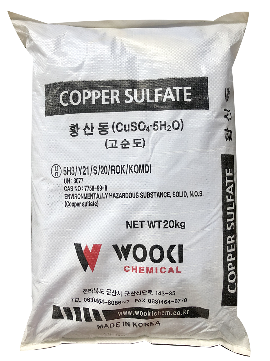 Copper sulfate CuSO4.5H2O 99%, Hàn Quốc, 20kg/bao
