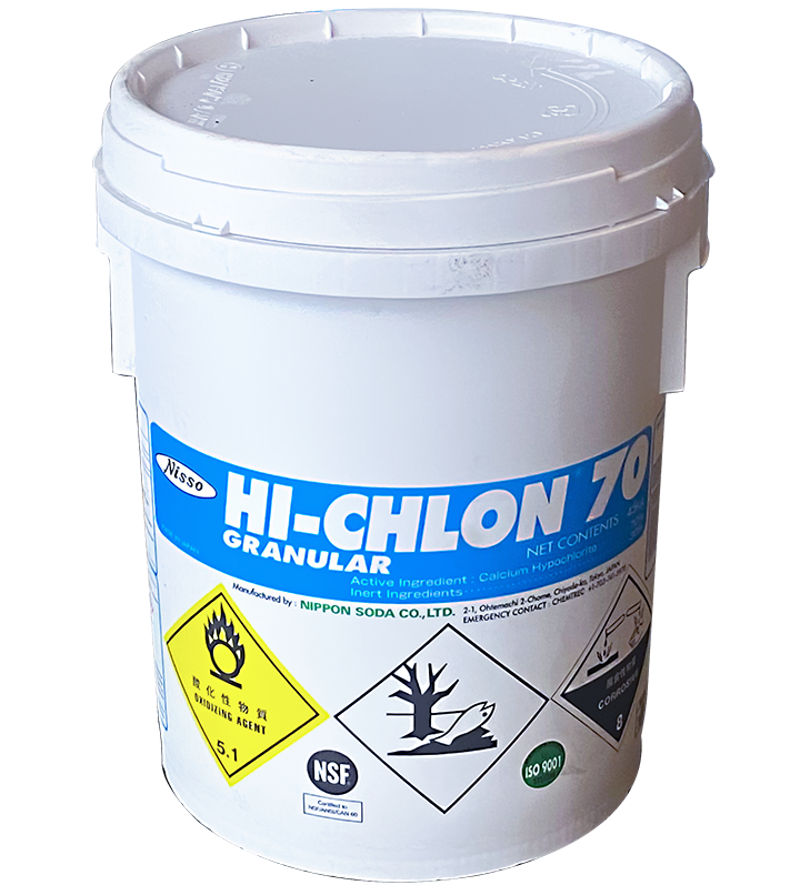 Chlorine Hi-Chlon Ca(OCl)2 70%, Nhật Bản, 45kg/thùng