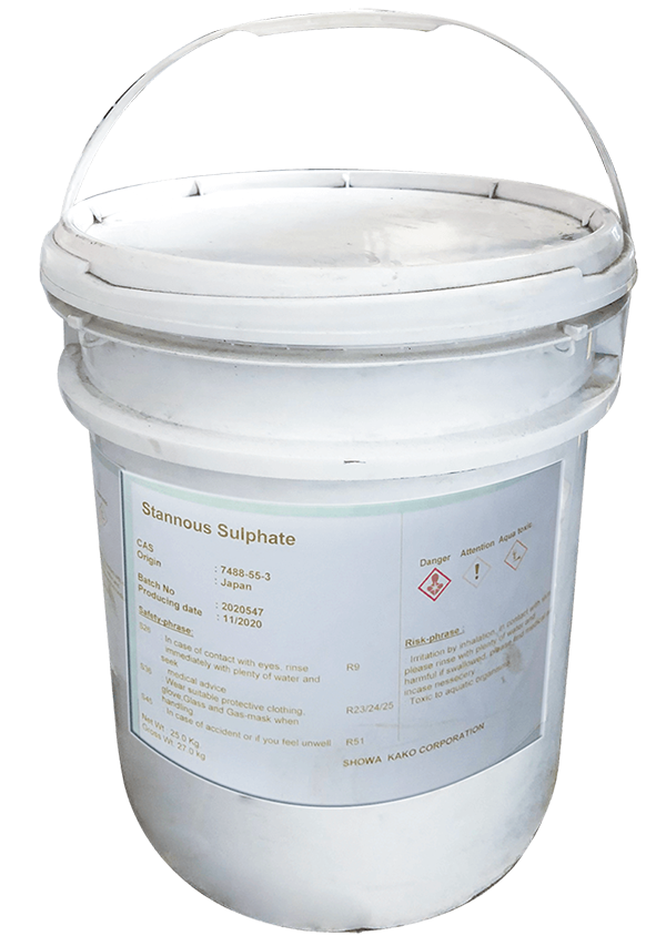 Stannous sulfate 99% SnSO4, Trung Quốc, 25kg/thùng